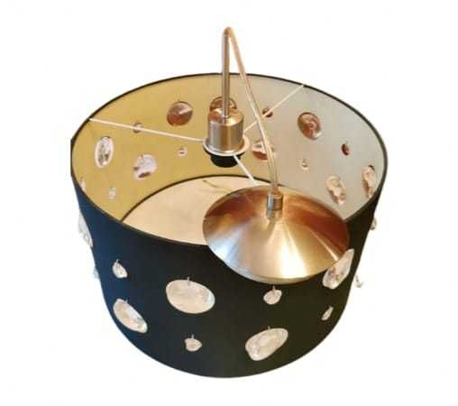 Стильный, роскошный черный абажур с декоративными подвесками