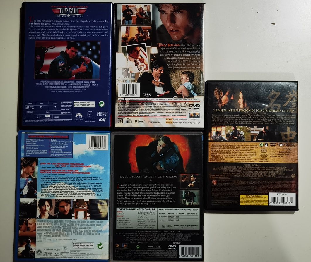 Dvd colecție Tom Cruise/Top Gun/Jerry Maguire/Vanilla Sky/Minority rep