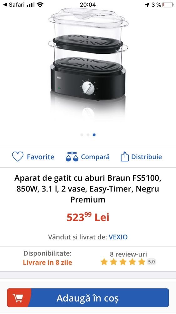 Braun - Aparat de gatit cu aburi fara BPA