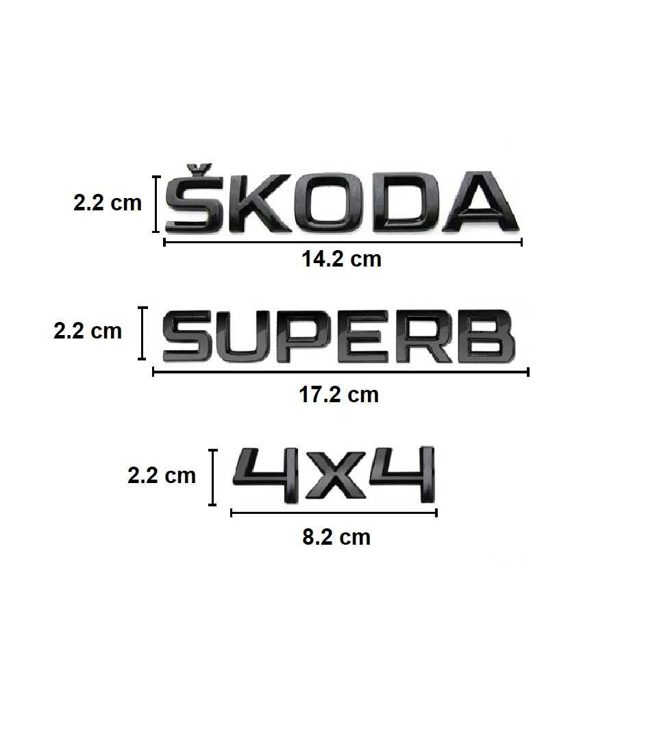 Set embleme SKODA SUPERB 4x4 / emblema stema sigla sticker inscriptii