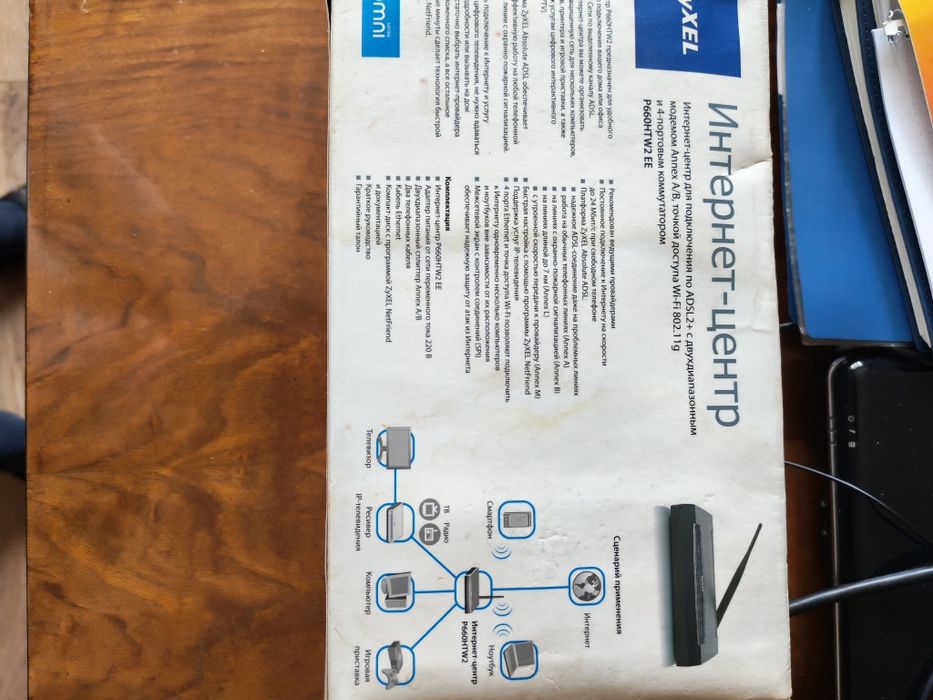 Интернет центр для подключения по ADSL2, ТОЧКОЙ ДОСТУПА WIFI 802