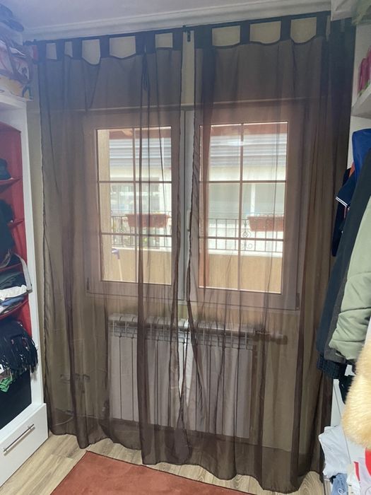 2 perdele organza,culoare cognac/maro,dimensiuni 240 x 140 cm(hxl)/buc