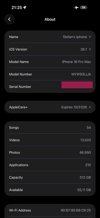 Iphone 16 pro max 512 USA cu Apple Care+ 1 an