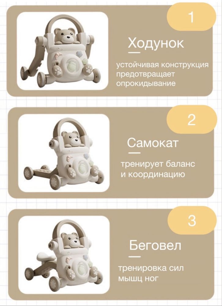 Ходунок каталка 3в1