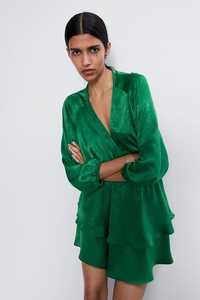 Rochie Verde Satin Zara XS - S