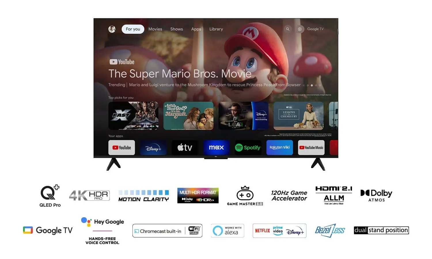 Televizor TCL LED 65T7B, 165 cm, 4K, QLED, HDR, Smart Google TV