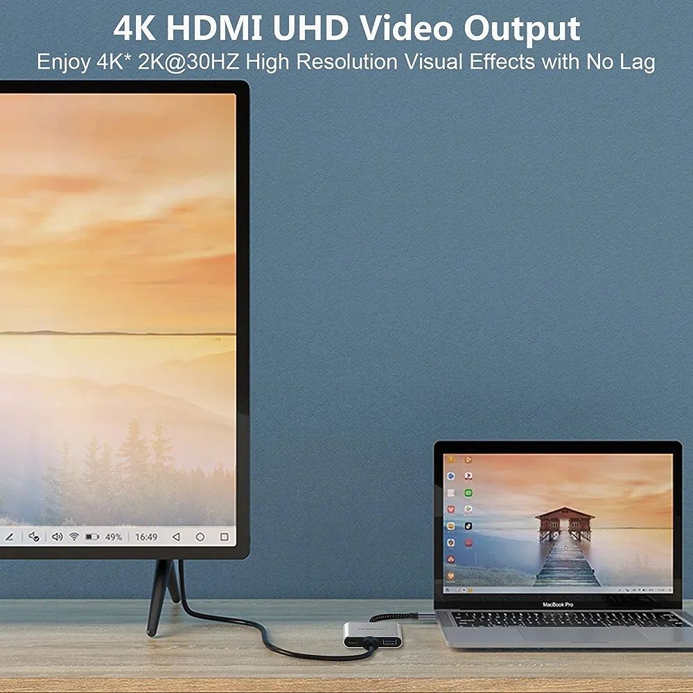 USB C към HDMI адаптер - USB C адаптер с HDMI 4K изход