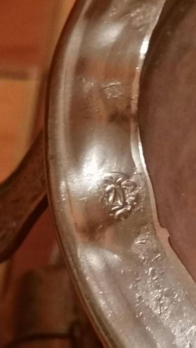 Fructiera straveche de colectie ovala din cristal ,argintata, marcata