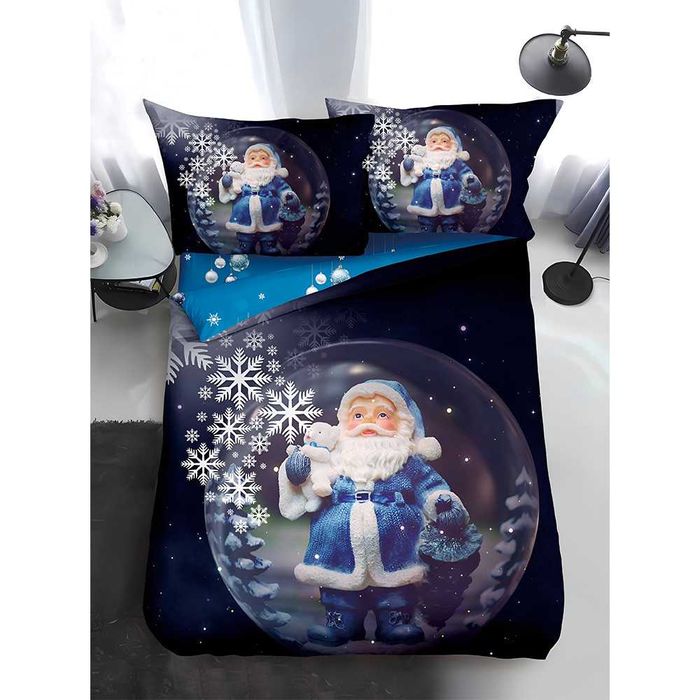 Двулицево коледно спално бельо за приста (Реално изображение), 4 части