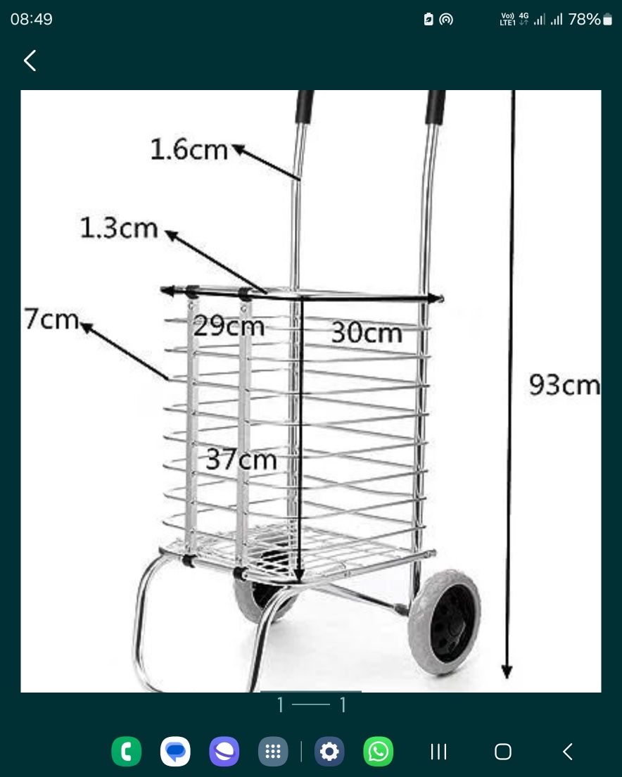 Carucior piata pliabil inox, 135 lei la bucata,110 la min 10 buc