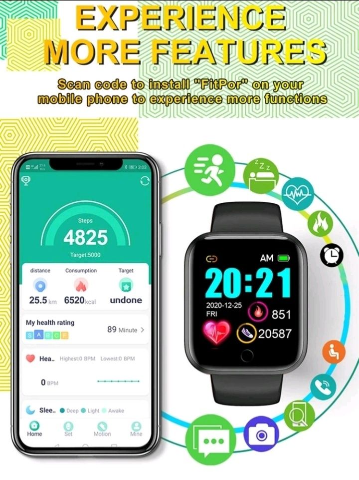 Smartwatch sport compatibil cu Android și Ios Iphone