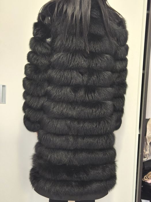 Кожено палто естествен косъм лисица