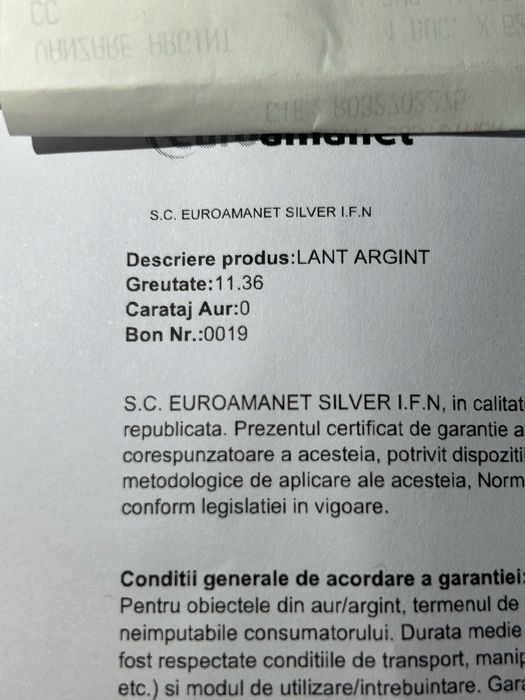 Lantisor argint 925 cu certificat de autenticitate