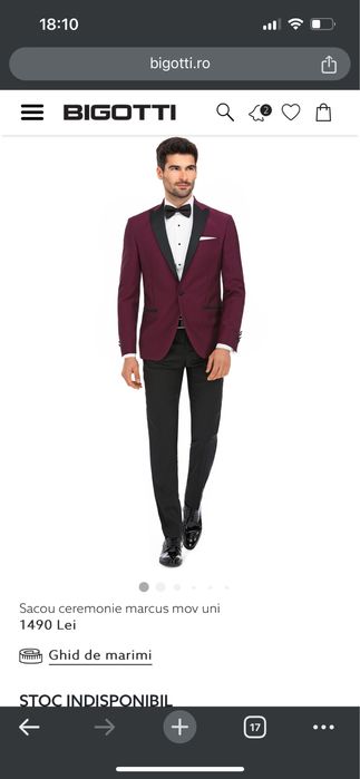 Sacou ceremonie Bigotti visiniu marime 46