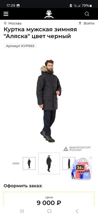 Мужская Зимняя куртка альяска