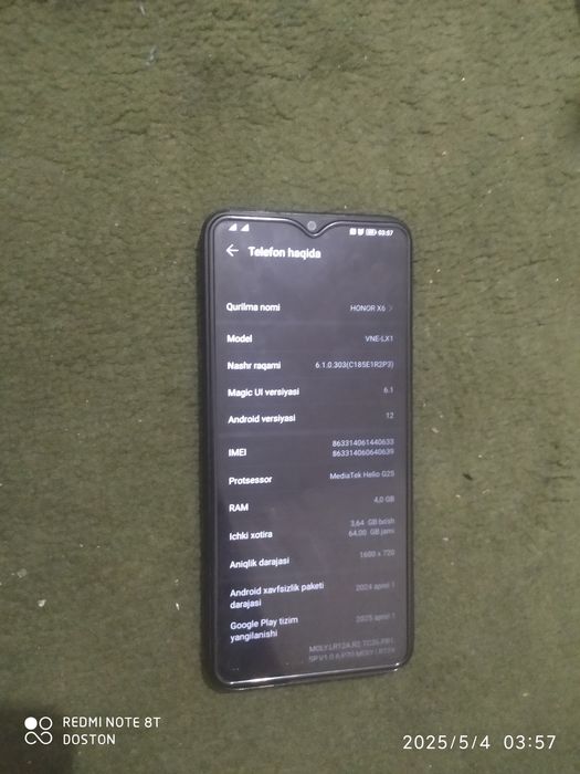 Honor x 6 xotira 64