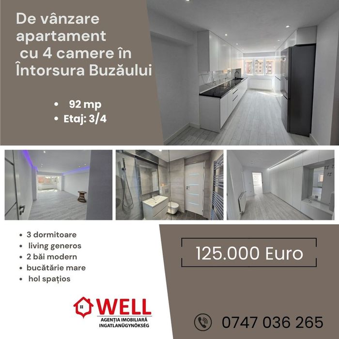 De vânzare apartament cu patru camere în Întorsura Buzăului