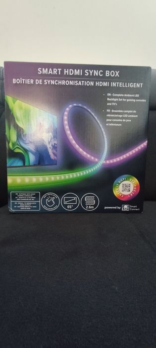 HDMI Sync Box Smart LED 2.6m RGBIC pentru TV 4K HDR – nou, sigilat