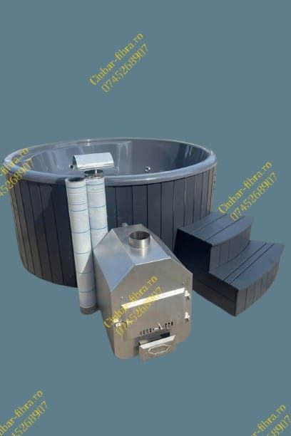 Ciubăr jacuzzi 2m capac termo soba exterioara cu aeromasaj