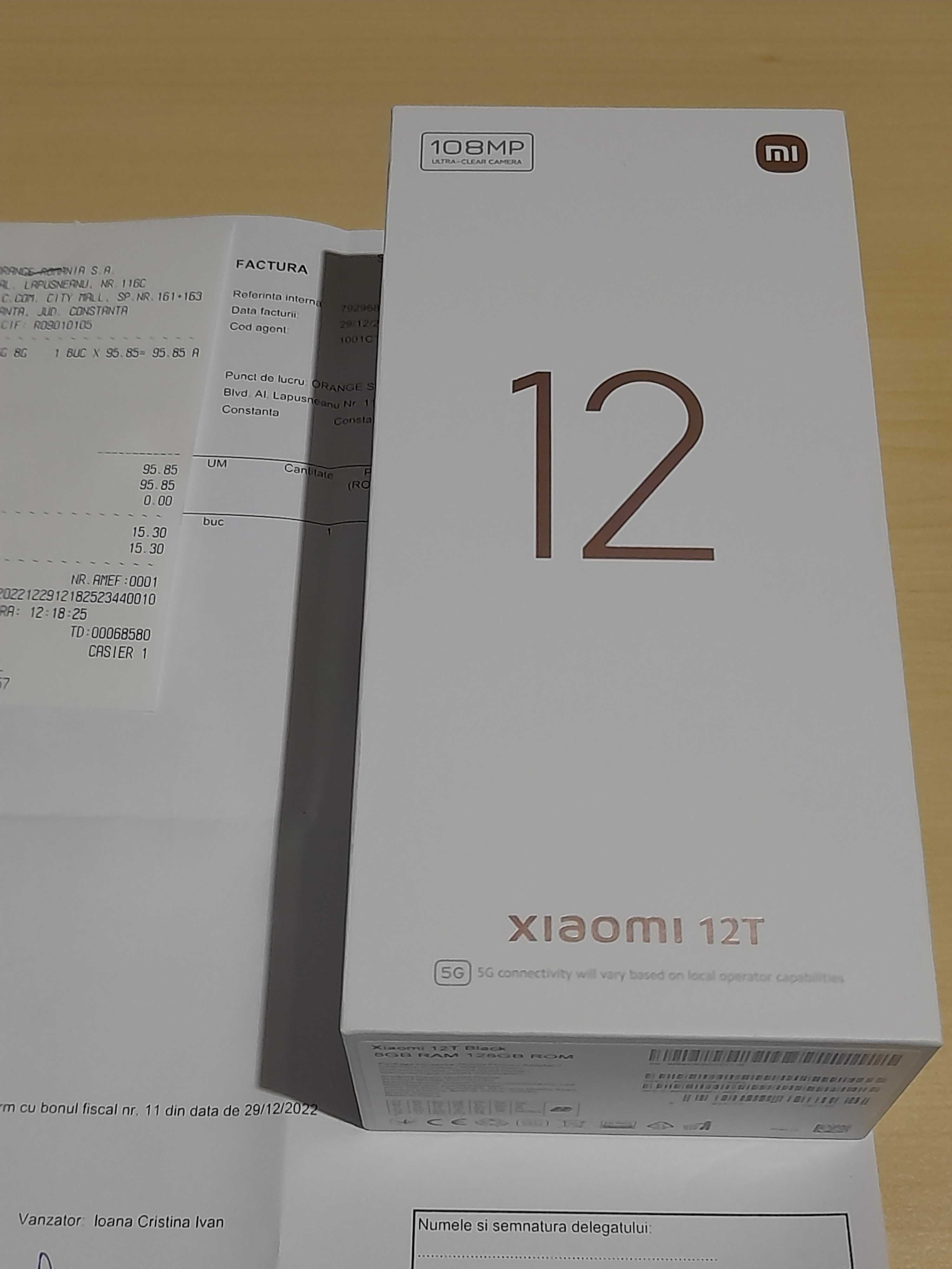 Xiaomi 12T 128Gb Black Sigilat Factura Nou