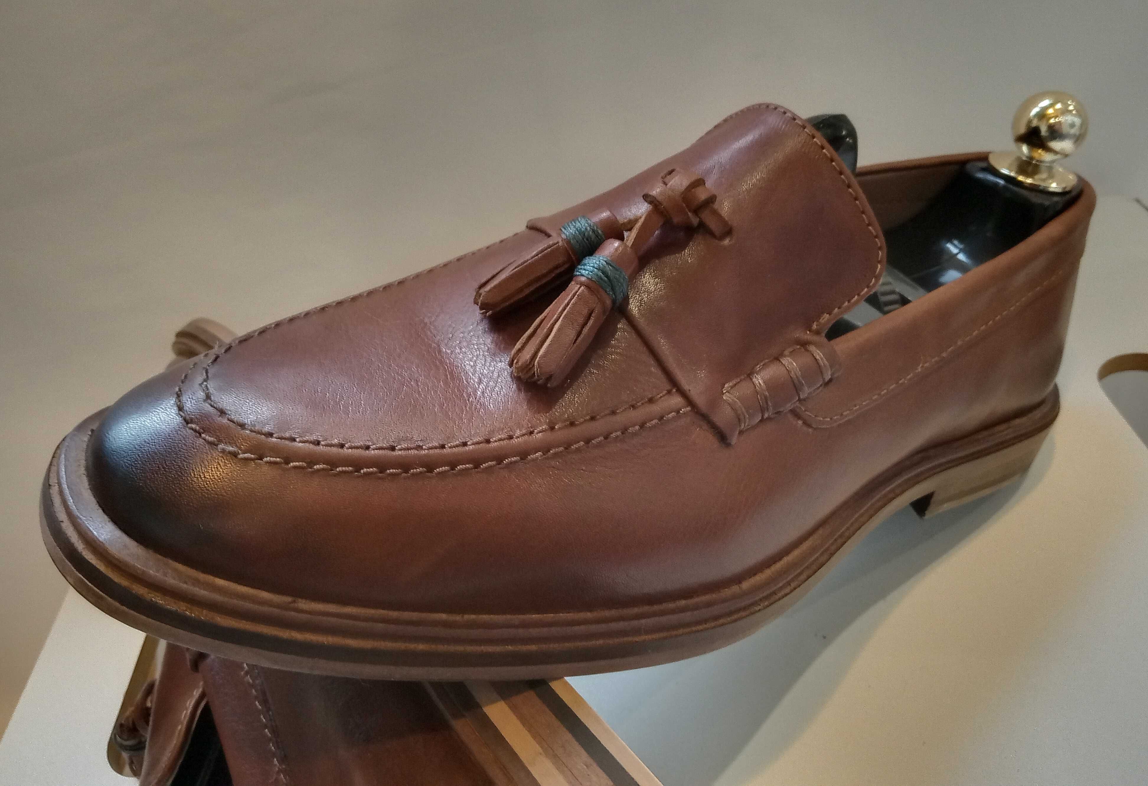 Pantofi loafer 44.5 45 premium Walk London NOU piele naturala moale