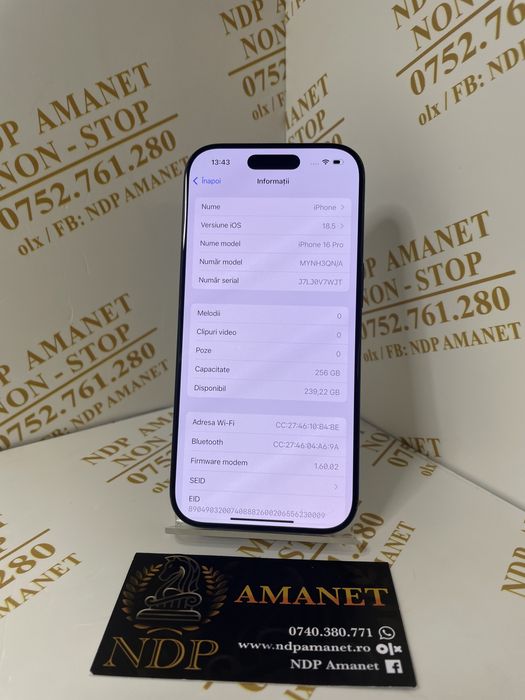 NDP Amanet Braila Iphone 16 Pro( 41787)