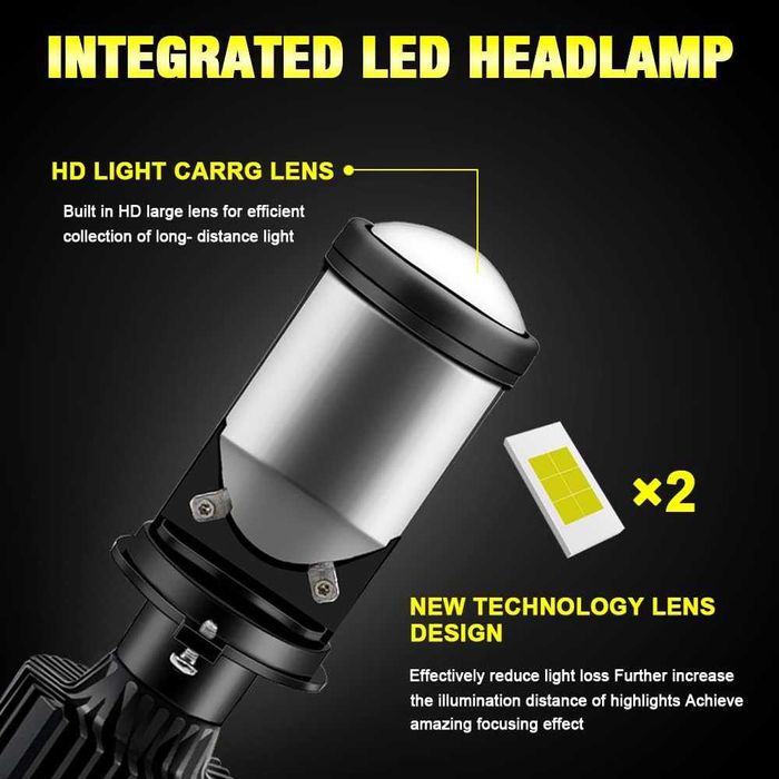 LED H4 Диодни Крушки 80W, 8000LM 2 бр. Ярка Светлина, Вентилатор 6500K