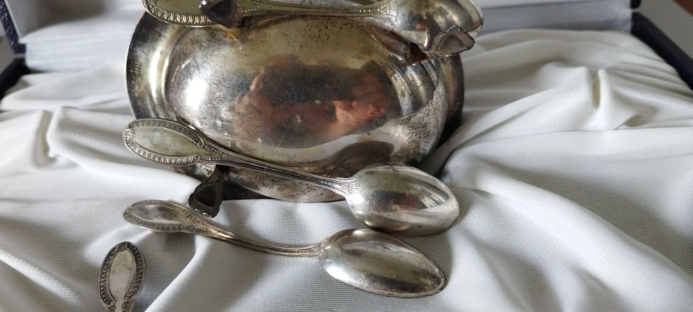 Set din argint icre, caviar