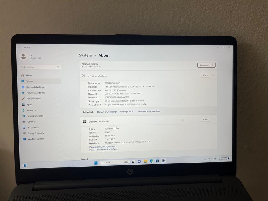 HP 250 G8 i3-1115G4 8GB RAM 256GB NVME