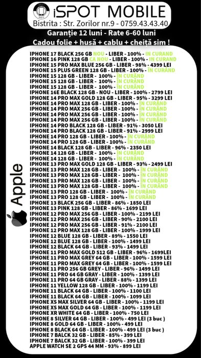 ‼️Telefoane in rate - Buy-Back - Garantie 12 luni + cadou‼️
