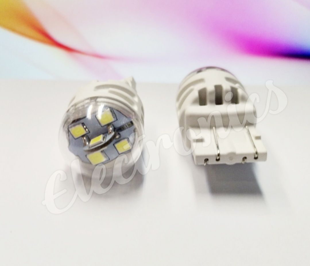 Комплект LED Диодни Габаритни 10W Крушки,T20 с две светлини Бели 6000К