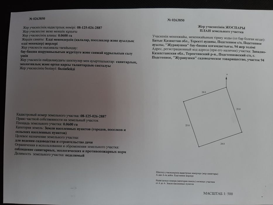 Жер учаскесі сатылады. 6 соток