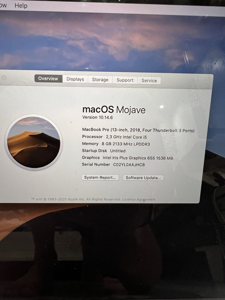 Apple Macbook Pro 2018 13" Core i5 Ram 6 256 SSD