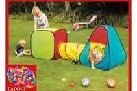 Площадка 3 в 1, съставена от две палатки и тунел + цветни топки