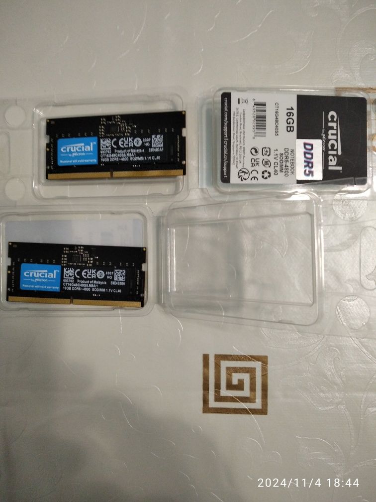 CRUCIAL Sodimm 32gb (16+16) 4800 ddr5 планки 2 шт.