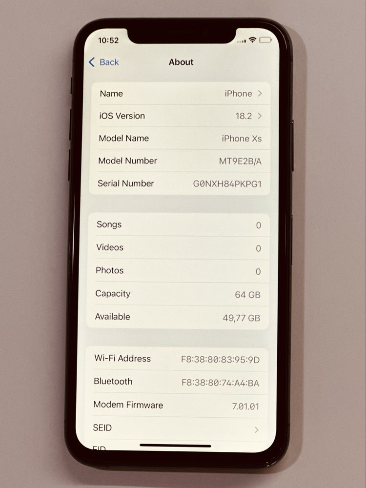 iPhone XS Black noFaceID 100% battery
