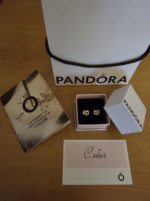 Обеци Pandora/Пандора 14к златно покритие и цирконий