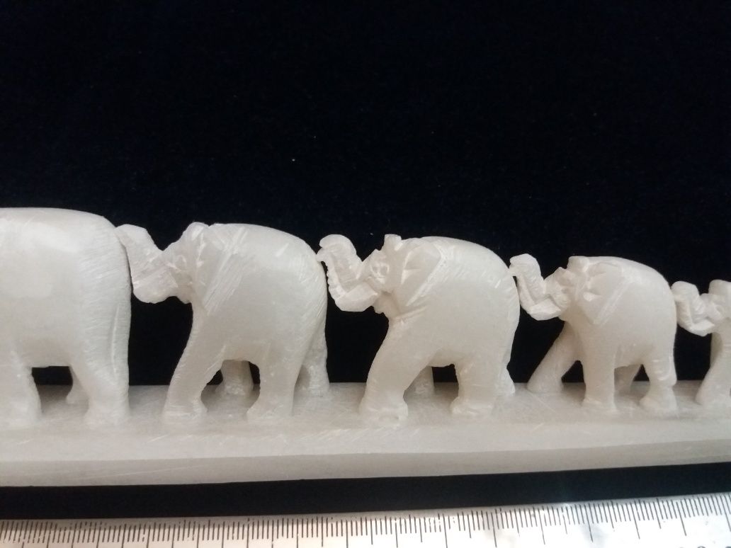 Слоны,7 слоников на счастье.Мрамор.Резьба по камню.Винтаж.Подарок