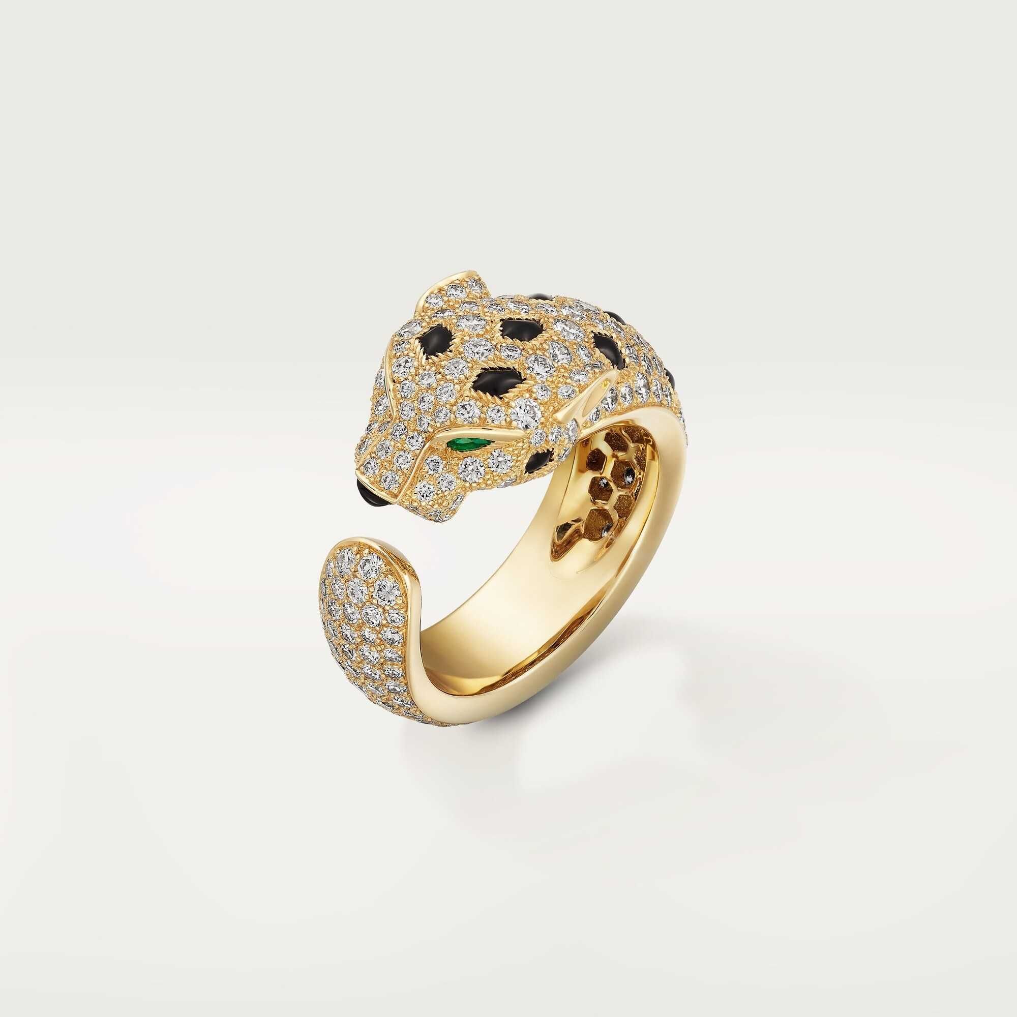 CARTIER Panthere de Cartier Gold Black Paved Diamonds Дамски Пръстен