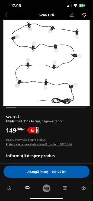 Ikea svartra ghirlanda becuri