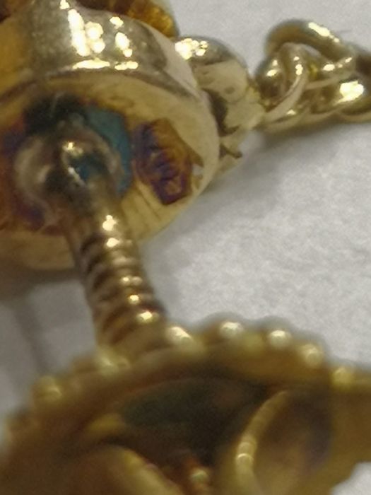 Vind cercei din aur 18kt cu granate Bohemia