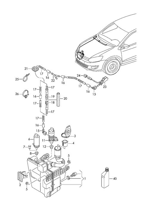 Vas apa stergatoare VW Polo 6RO 955 453D