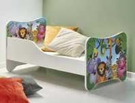 Pat cu saltea inclusa, pentru copii, Happiness Jungle Alb 140x70cm