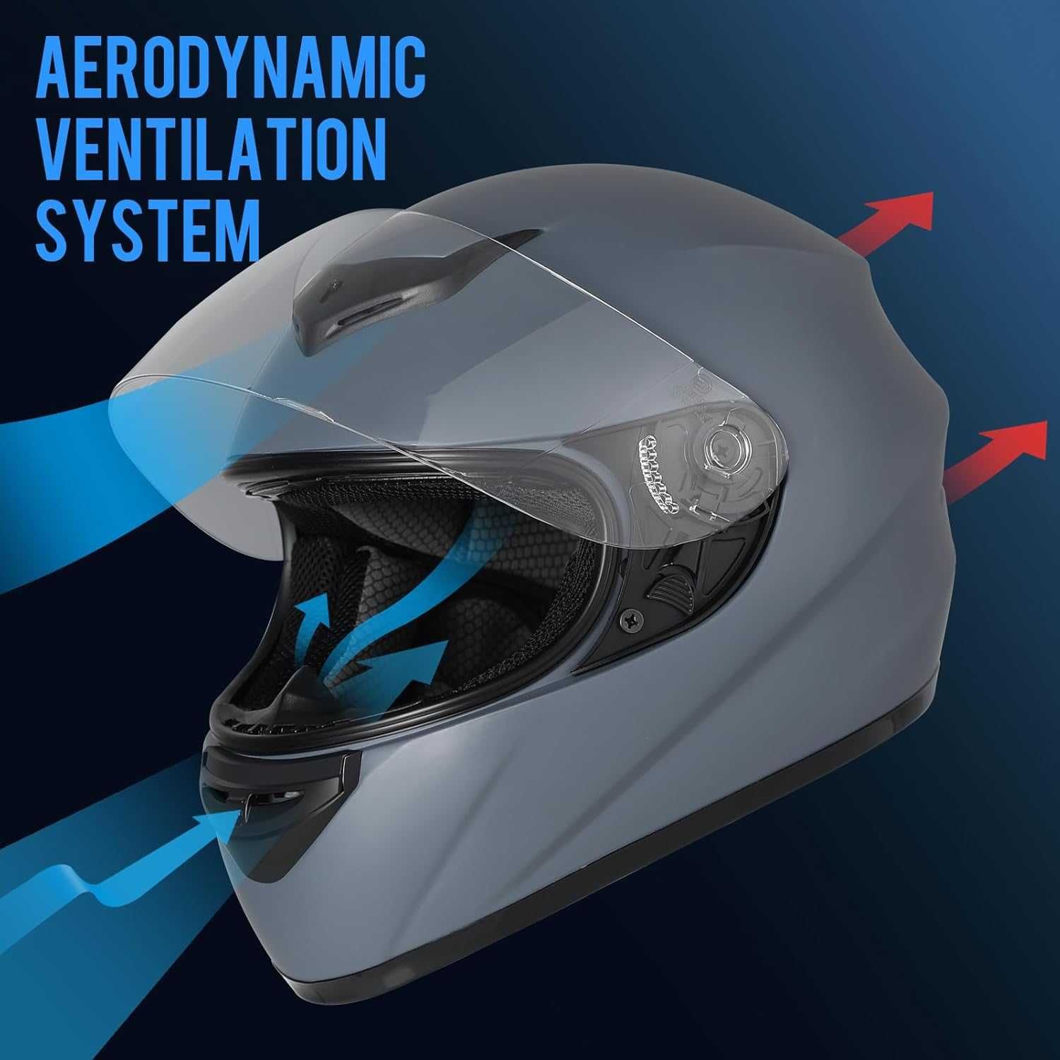 Favoto  Cască moto integrală pentru adulți, unisex, mărime M57/58 ECE