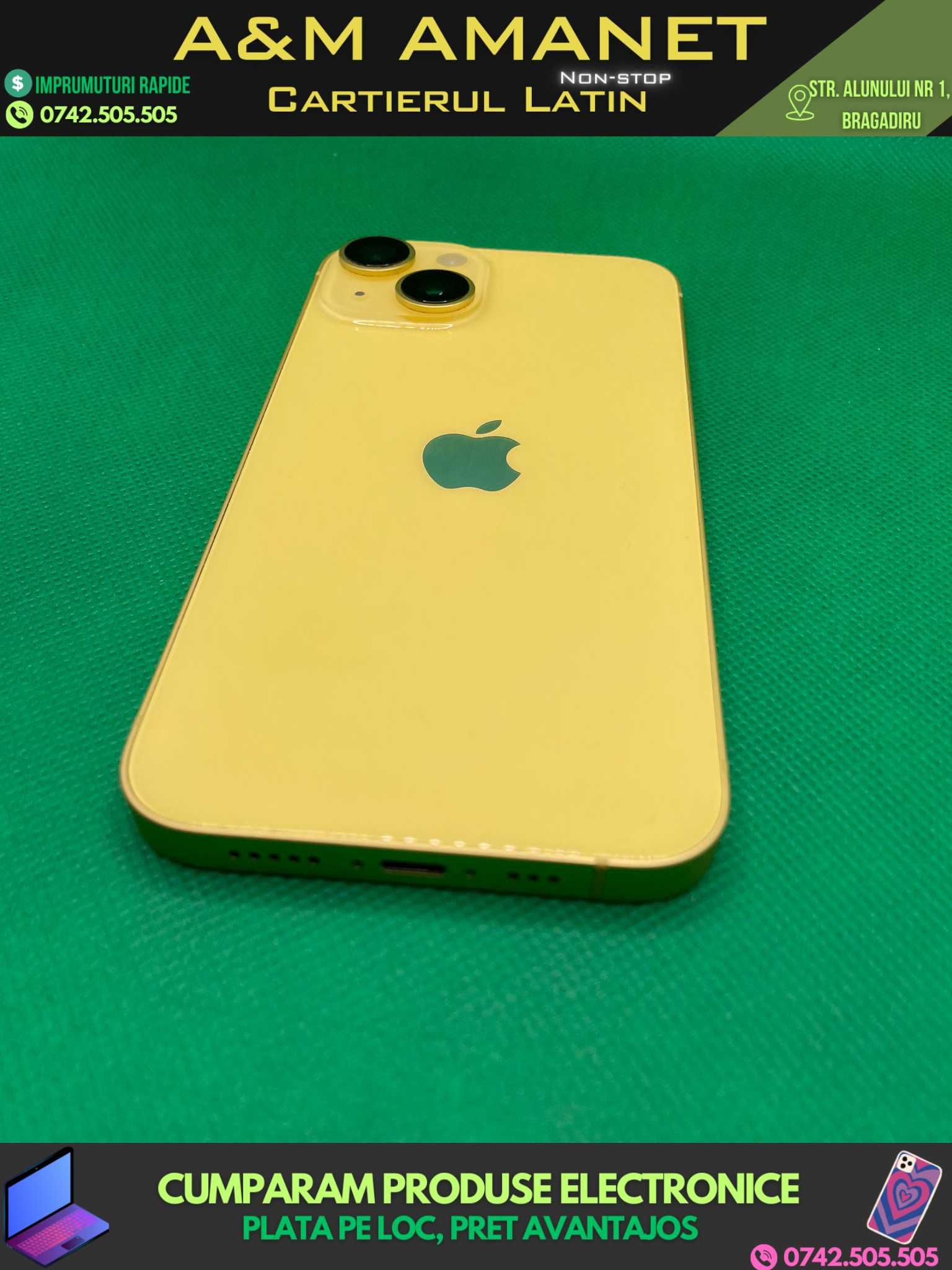 iPhone 14, 128GB, Yellow, 93% Baterie, Factură+Garanție (A&M Amanet)