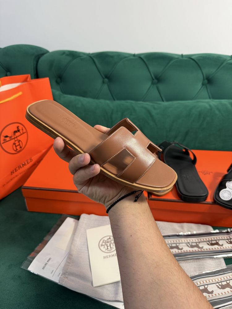 Papuci Hermes piele naturala 100% Full Box colectie noua