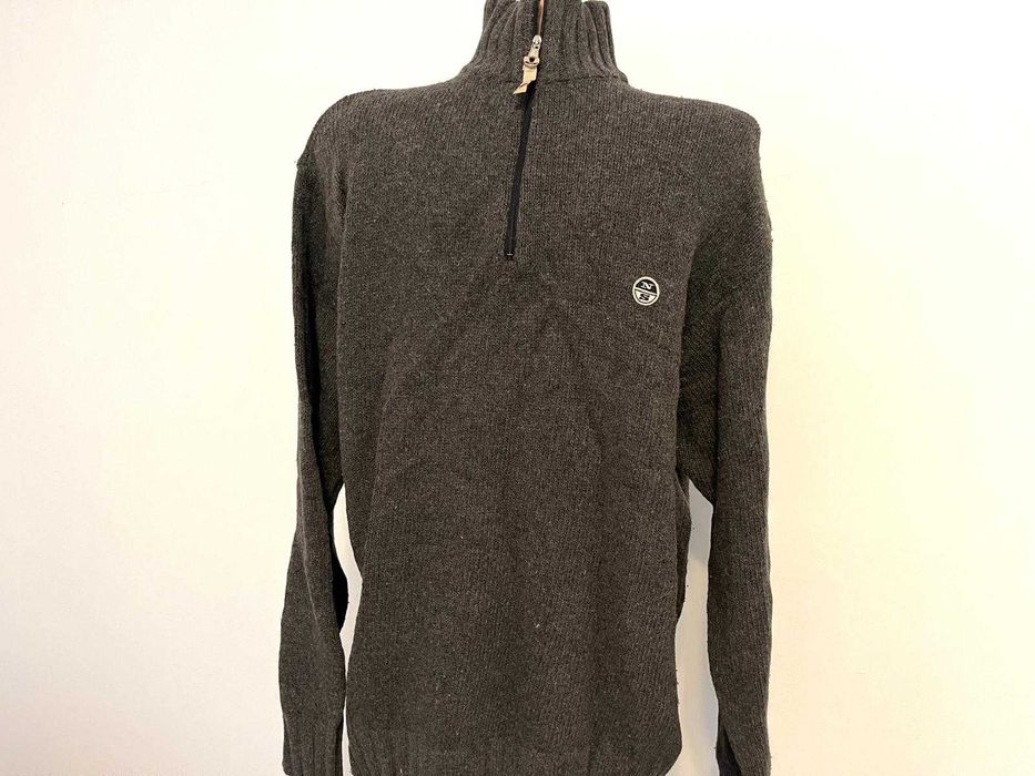 Pulover North Sails, mărime M, 70% lână, gri, fermoar la gât