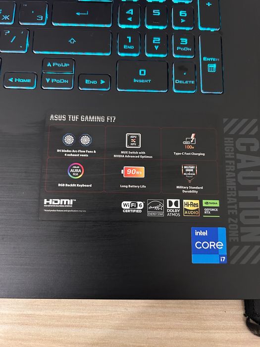 Ноутбук Asus tuf gaming f17
I7-12700H 32gb+1TB 
RTX 4060-8gb