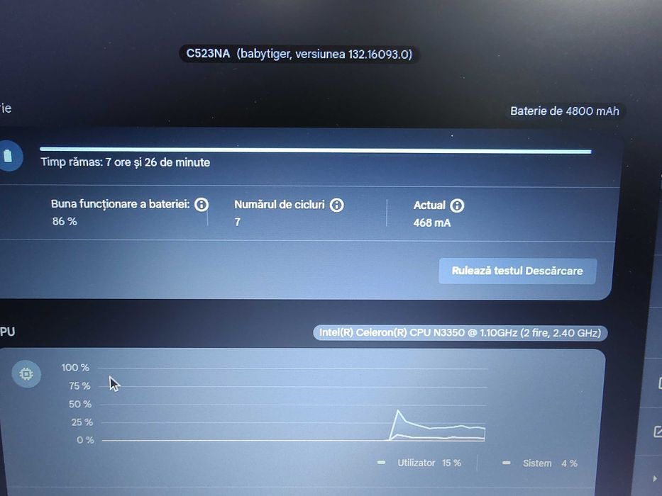 Laptop ultraportabil Asus Chromebook C523N N3350 2.4 GHz 15.6 4GB 64GB