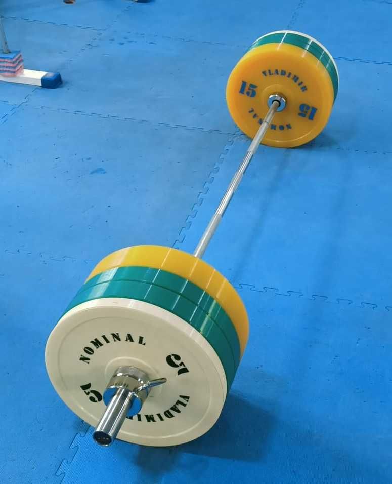 Штанга олимпийская 105 кг (гриф, замки - ZKC; блины - полиуретан)
